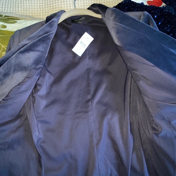 HOLIDAYS!! ANN TAYLOR Navy Velvet Tailored Crosby Blazer ~ 0P - Picture 6 of 8